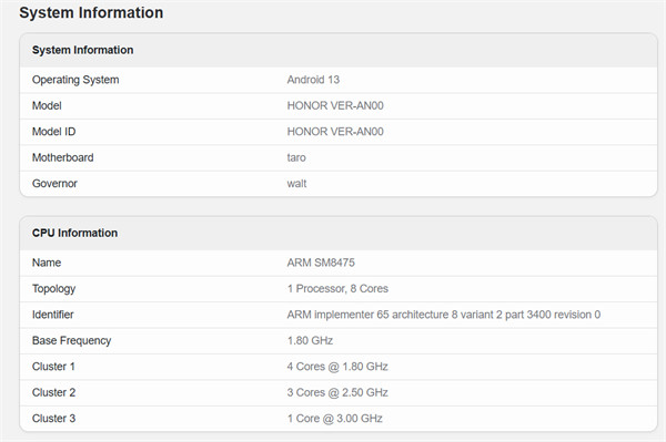 荣耀 Magic Vs2 折叠屏手机现身跑分平台 Geekbench 6