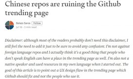 微软GitHub Trending趋势长期被国人“霸榜”，国外开发者打开即见中文