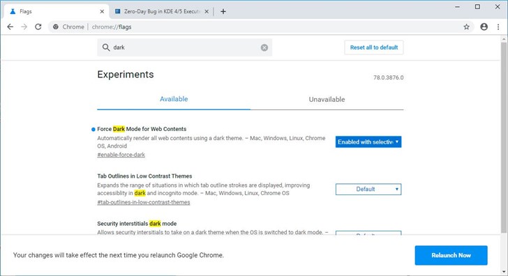 谷歌Chrome浏览器78测试新功能：强制任何网站进入暗黑模式