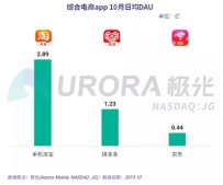 极光大数据：10月手机淘宝日均DAU达2.89亿 拼多多1.23亿