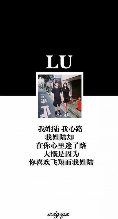 姓氏情侣手机壁纸大全 我姓陆却在你心里迷了路