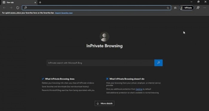 微软Bing搜索的InPrivate Search现整合到Edge的隐私窗口模式中