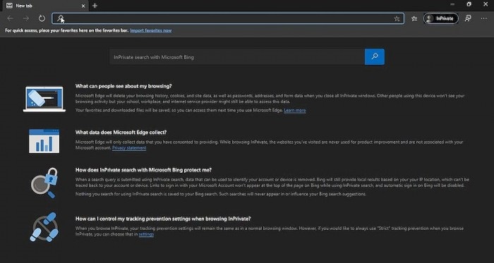 微软Bing搜索的InPrivate Search现整合到Edge的隐私窗口模式中