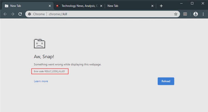 Chrome将支持错误代码，类似Windows蓝屏死机崩溃页面