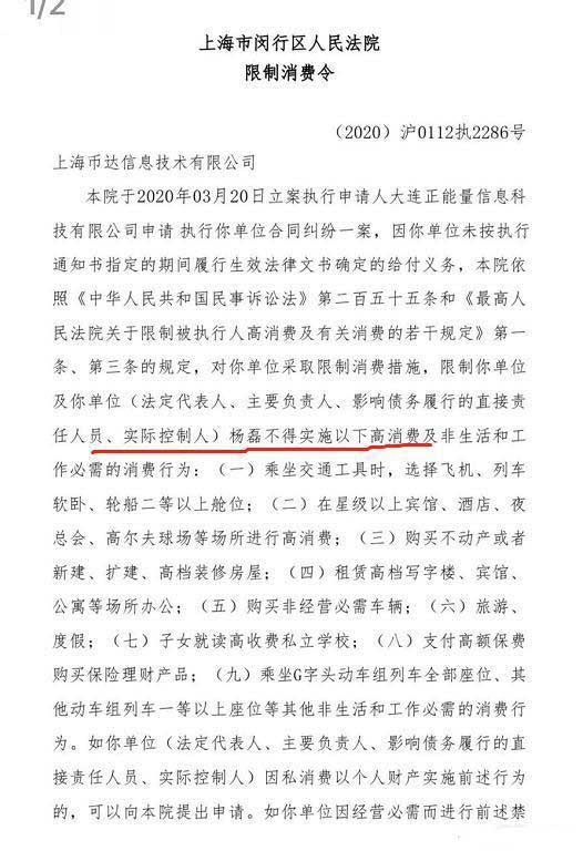 哈啰杨磊被限消费 为什么被限制消费？