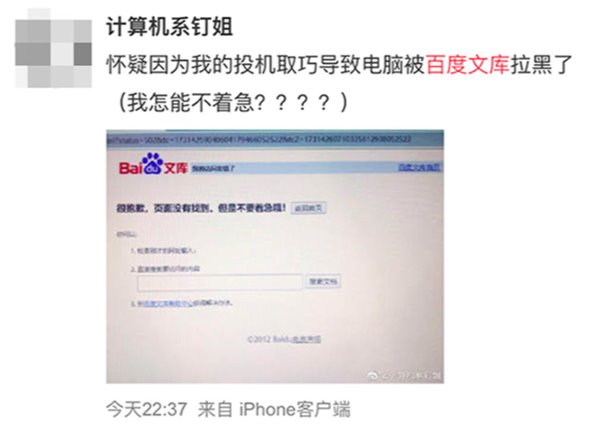 百度文库崩溃半小时，赶论文的网友心碎了