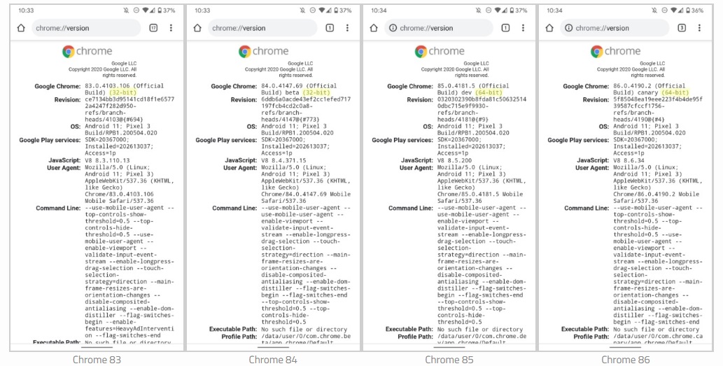 谷歌终于在 Android 10 上将 Chrome 切换至 64 位