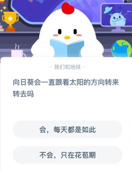 向日葵会一直跟着太阳的方向转来转去吗？8月18日蚂蚁庄园今日答案