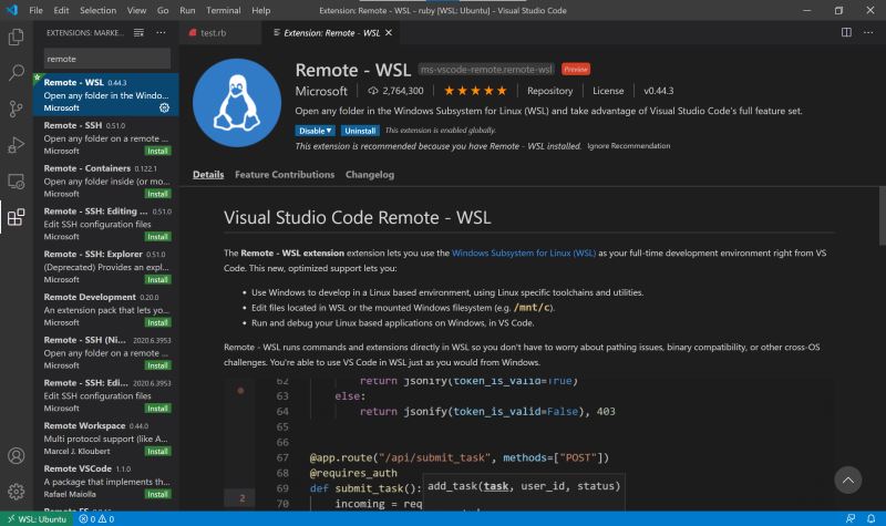 VSCode + WSL 2 + Ruby环境搭建图文详解