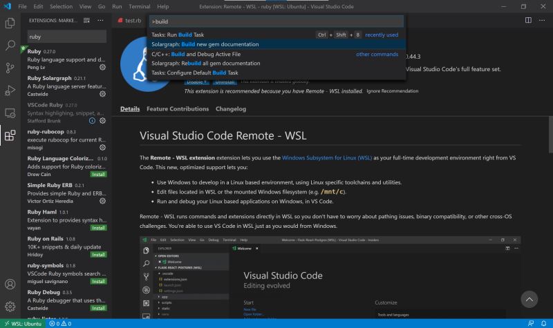 VSCode + WSL 2 + Ruby环境搭建图文详解