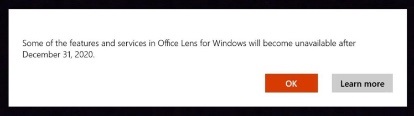 微软将结束 Windows 版 Office Lens 的支持