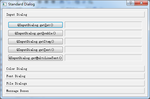 Python PyQt5标准对话框用法示例