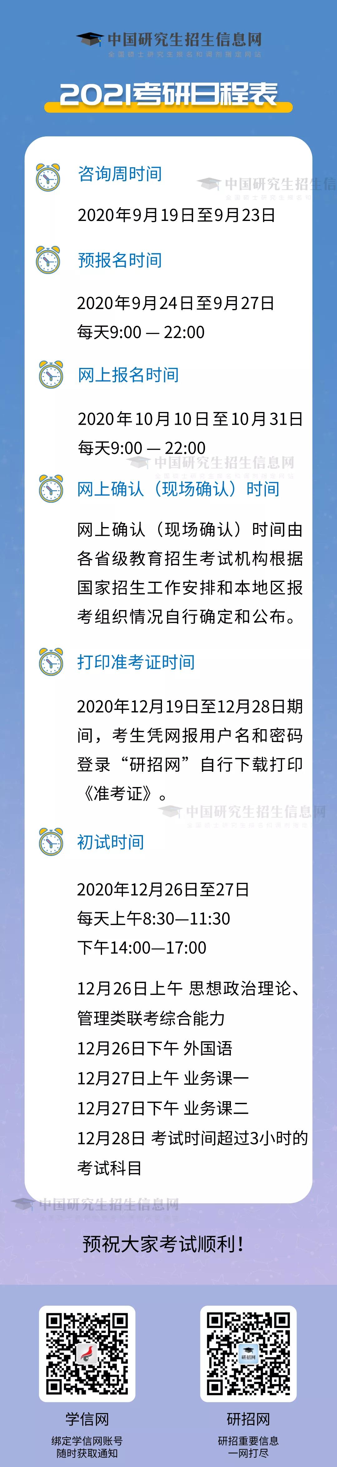 2021考研时间具体时间是什么时候？2021考研时间具体时间科目安排表