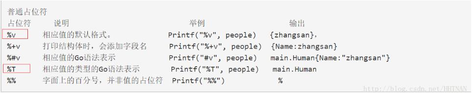 golang fmt占位符的使用详解