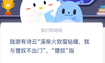 陆游有诗云“溪柴火软蛮毡暖，我与狸奴不出门”，“狸奴”指？