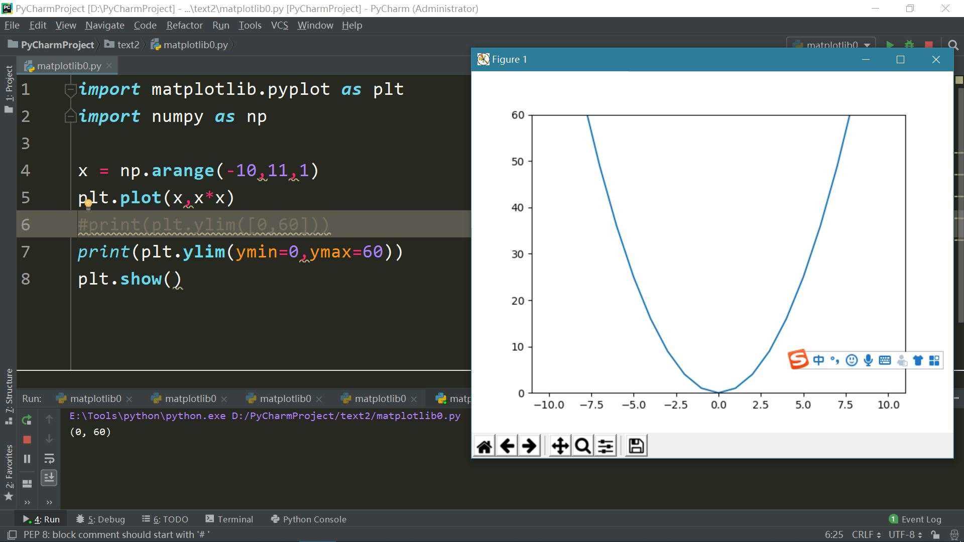 Python matplotlib学习笔记之坐标轴范围