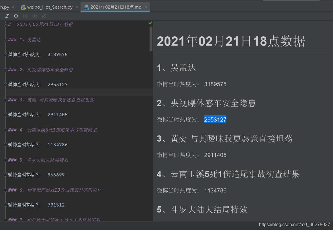 Python爬虫爬取微博热搜保存为 Markdown 文件的源码