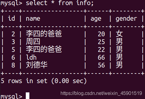 PyMySQL实现增删查改的简单使用