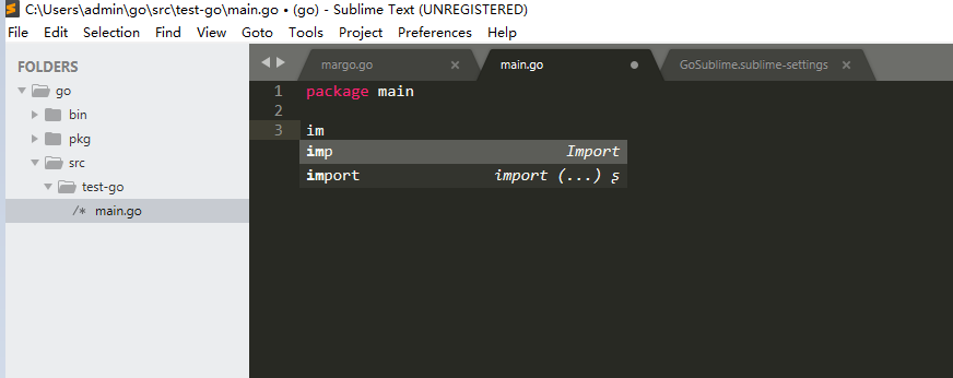 go语言开发环境配置(sublime text3+gosublime)