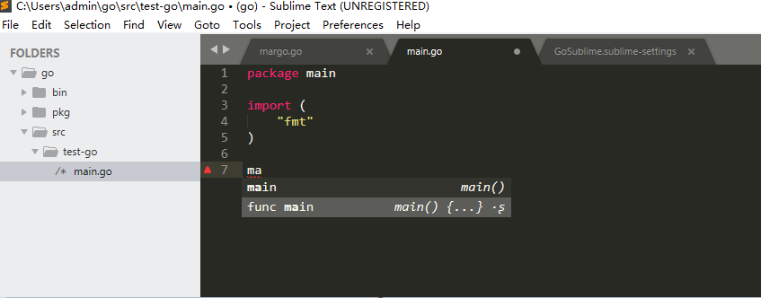 go语言开发环境配置(sublime text3+gosublime)