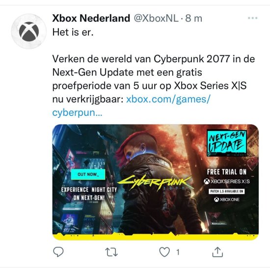 Xbox官推泄露：2077次世代版今晚推出、能免费试玩