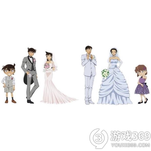 柯南万圣节的新娘官方海报 结婚造型的新兰柯哀同框