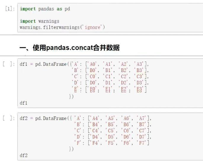 Python Pandas的concat合并