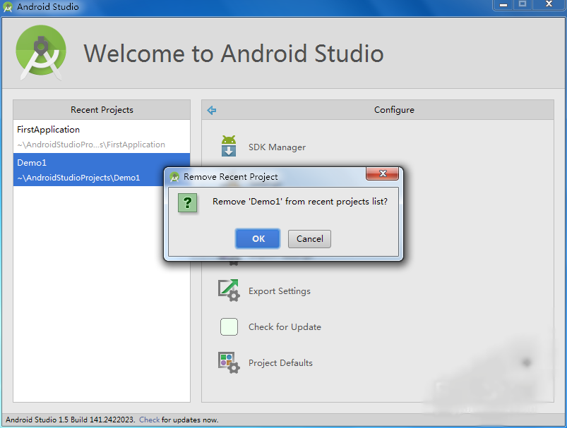 Android studio删除Android项目方法