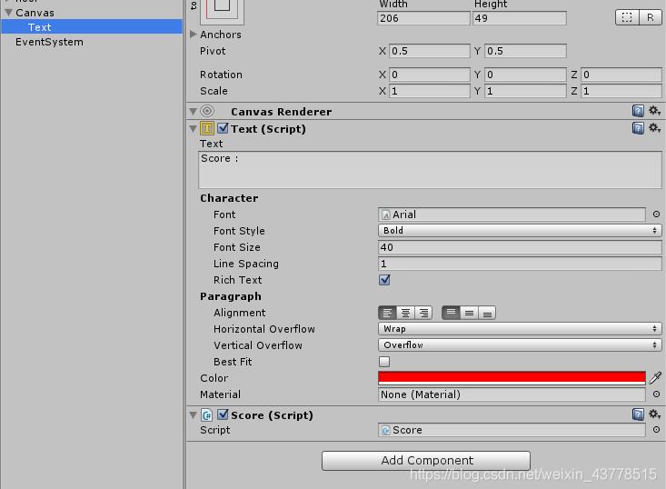 Unity3D UI Text得分数字增加的实例代码