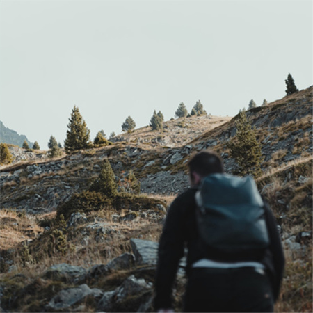 一个人爬山的背影图片 阳光明媚宅家不如爬山